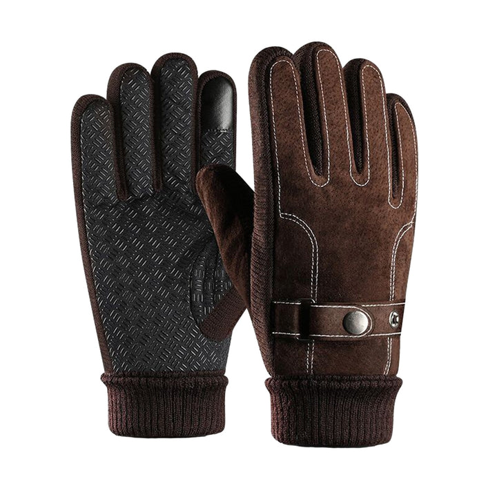 1 Pair Winter Gloves Plush Lining Design Cold Prevention Windproof Thick Winter Warm Motorcycle Touchscreen Gloves Image 3