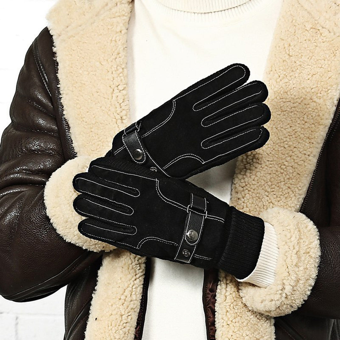 1 Pair Winter Gloves Plush Lining Design Cold Prevention Windproof Thick Winter Warm Motorcycle Touchscreen Gloves Image 6