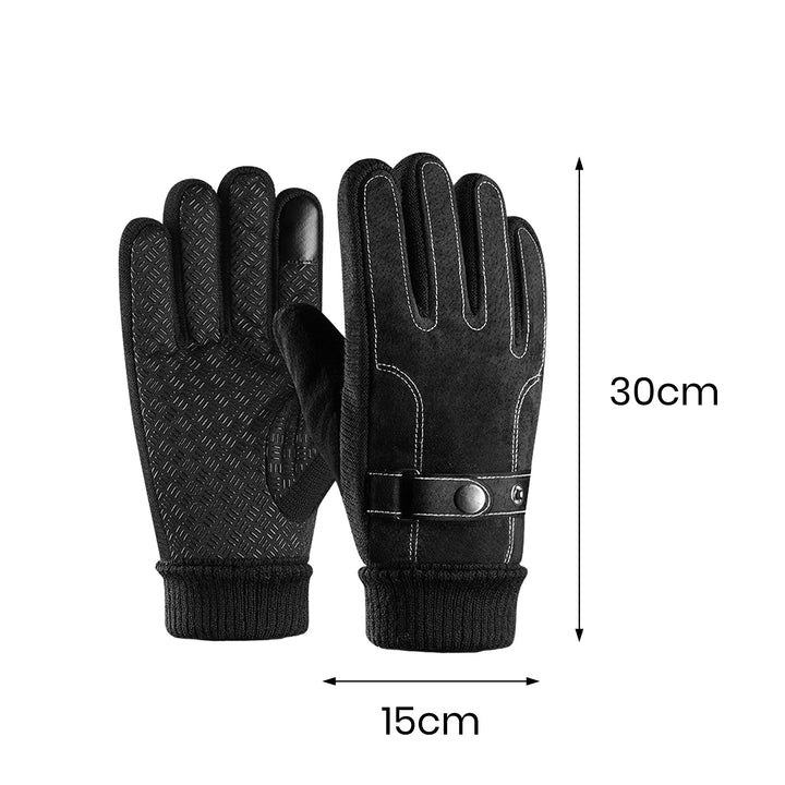 1 Pair Winter Gloves Plush Lining Design Cold Prevention Windproof Thick Winter Warm Motorcycle Touchscreen Gloves Image 7