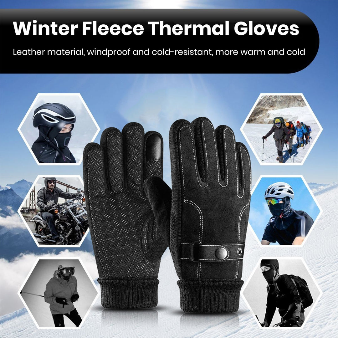 1 Pair Winter Gloves Plush Lining Design Cold Prevention Windproof Thick Winter Warm Motorcycle Touchscreen Gloves Image 8