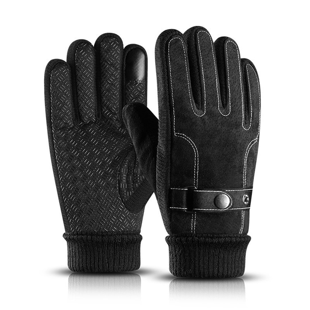 1 Pair Winter Gloves Plush Lining Design Cold Prevention Windproof Thick Winter Warm Motorcycle Touchscreen Gloves Image 10