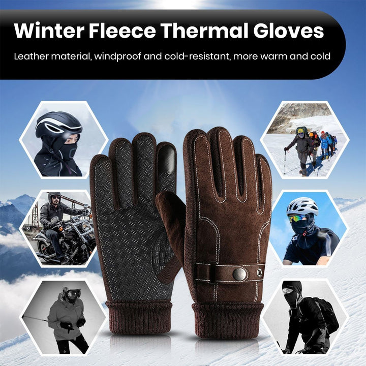 1 Pair Winter Gloves Plush Lining Design Cold Prevention Windproof Thick Winter Warm Motorcycle Touchscreen Gloves Image 11