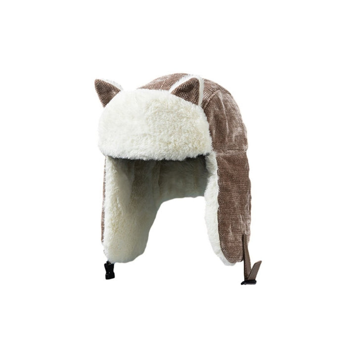 Women Warm Trapper Hat with Cat Ears Thickened Windproof Ear Protection Cozy Velvet-lined Ladies Hat Image 4