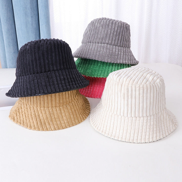 Women Fisherman Hat Striped Wide Brim Thick Warm Windproof Sunscreen Foldable Flat Top Casual Lady Fall Winter Outdoor Image 1