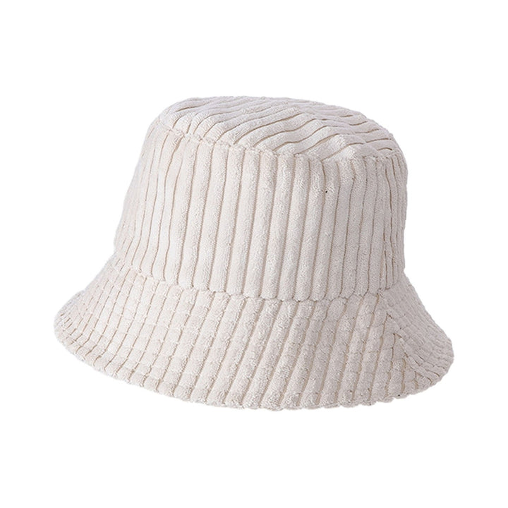 Women Fisherman Hat Striped Wide Brim Thick Warm Windproof Sunscreen Foldable Flat Top Casual Lady Fall Winter Outdoor Image 3