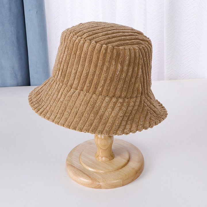 Women Fisherman Hat Striped Wide Brim Thick Warm Windproof Sunscreen Foldable Flat Top Casual Lady Fall Winter Outdoor Image 12