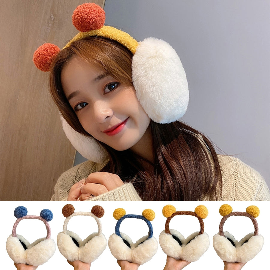 Winter Earmuffs Thick Soft Plush Ear Protection Color Matching Foldable Elastic Anti-slip Ear Cover Ear Warmers Outdoor Image 1
