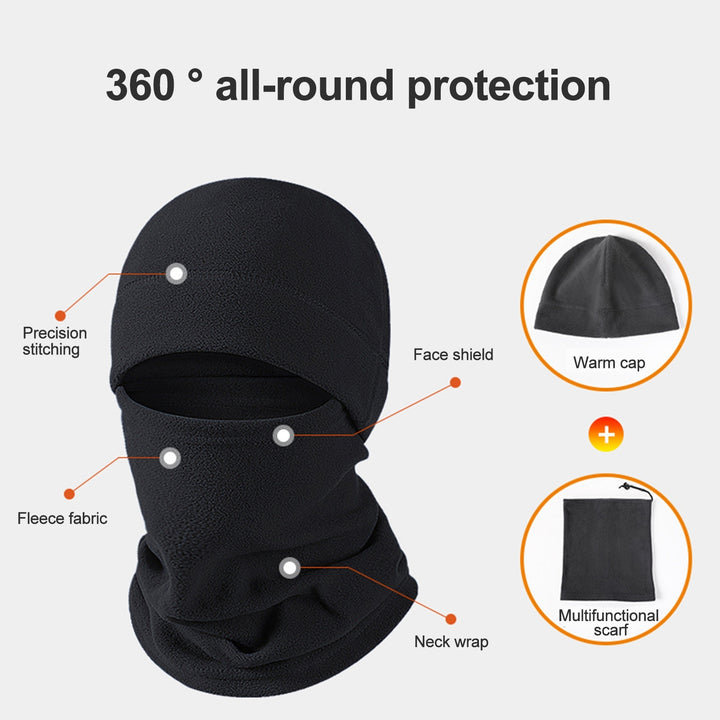1 Set Cycling Hat Scarf Set Full Protection Windproof Unisex Solid Color Elastic Anti-slip Warm Image 9
