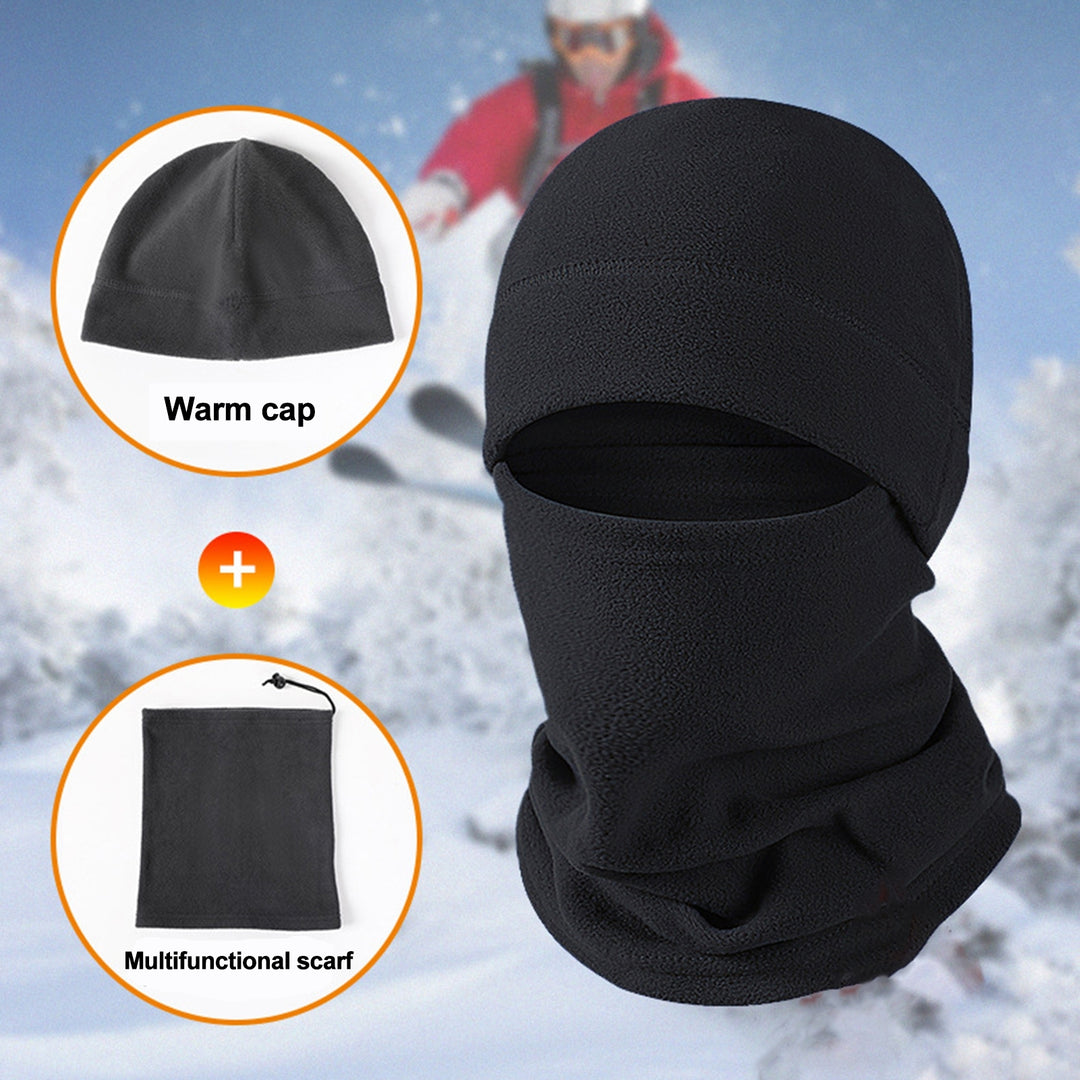 1 Set Cycling Hat Scarf Set Full Protection Windproof Unisex Solid Color Elastic Anti-slip Warm Image 11