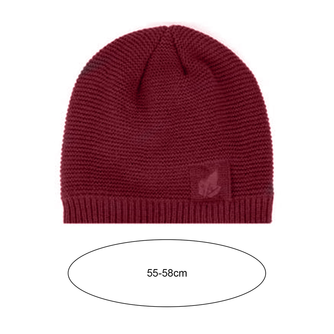 Men Autumn Winter Solid Color Knitting Hat Leaf Logo Plush Lining Thickened Beanie Hat Ribbed Trim Warm Hat Fashion Image 9