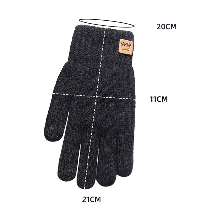 1 Pair Women Winter Solid Color Knitting Gloves Loge Pattern Double Layer Thickened Cuffs Gloves Touch Screen Fleece Image 9