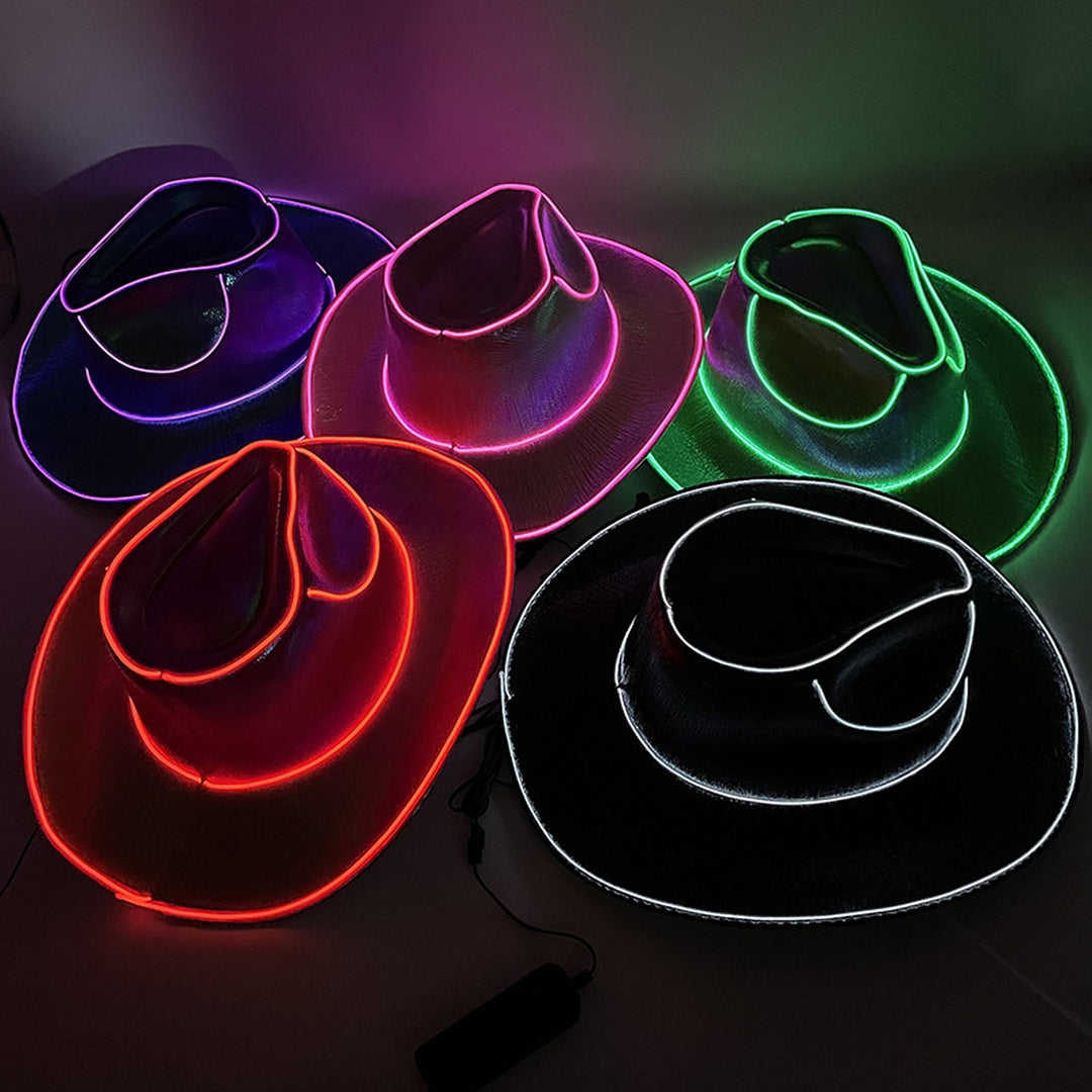 Cowgirl Hat Wireless Disco Luminous Colorful LED Glowing Light Bar Cap Unisex Hip Hop Style Image 4