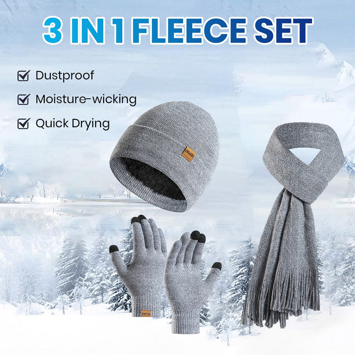1 Set Winter Hat Scarf Gloves Set Thick Knitted Soft Warm Elastic Solid Color Ear Protection Five Image 7