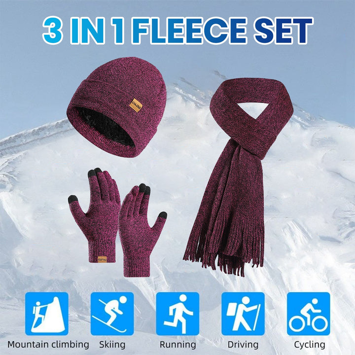 1 Set Winter Hat Scarf Gloves Set Thick Knitted Soft Warm Elastic Solid Color Ear Protection Five Image 8