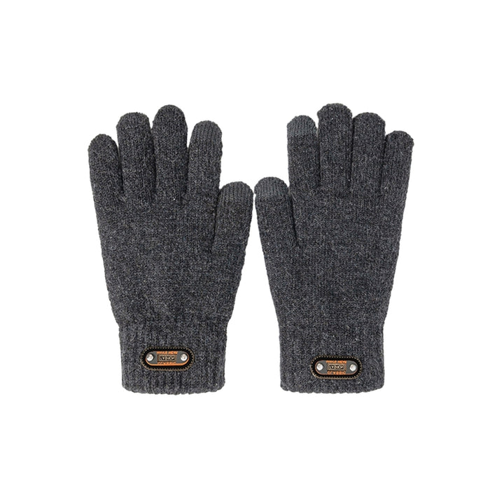 1 Pair Men Winter Cycling Gloves Windproof Knitted Thick Elastic Anti-slip Soft Five Fingers Touch Screen Thickened Warm Image 4