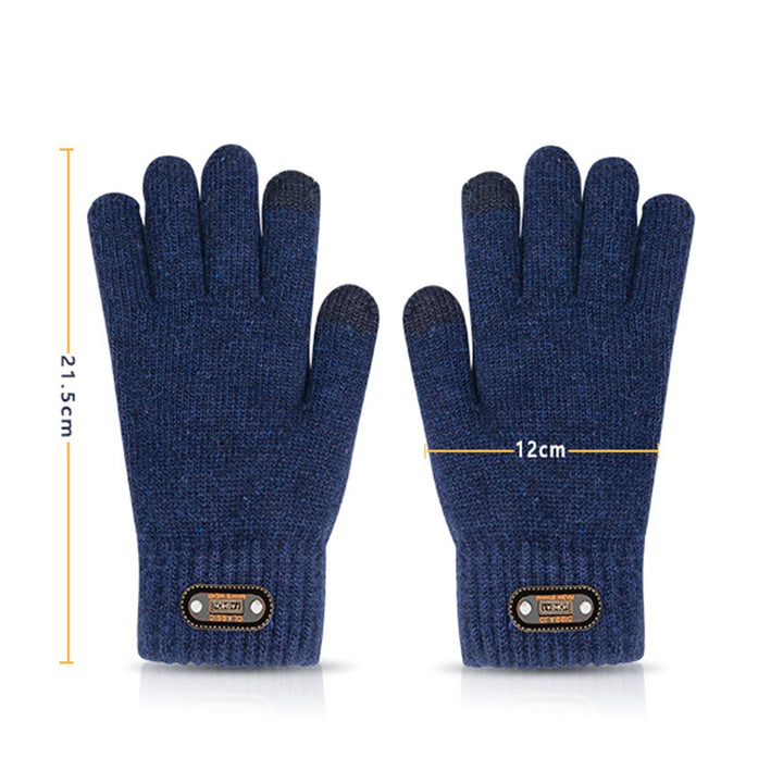 1 Pair Men Winter Cycling Gloves Windproof Knitted Thick Elastic Anti-slip Soft Five Fingers Touch Screen Thickened Warm Image 8