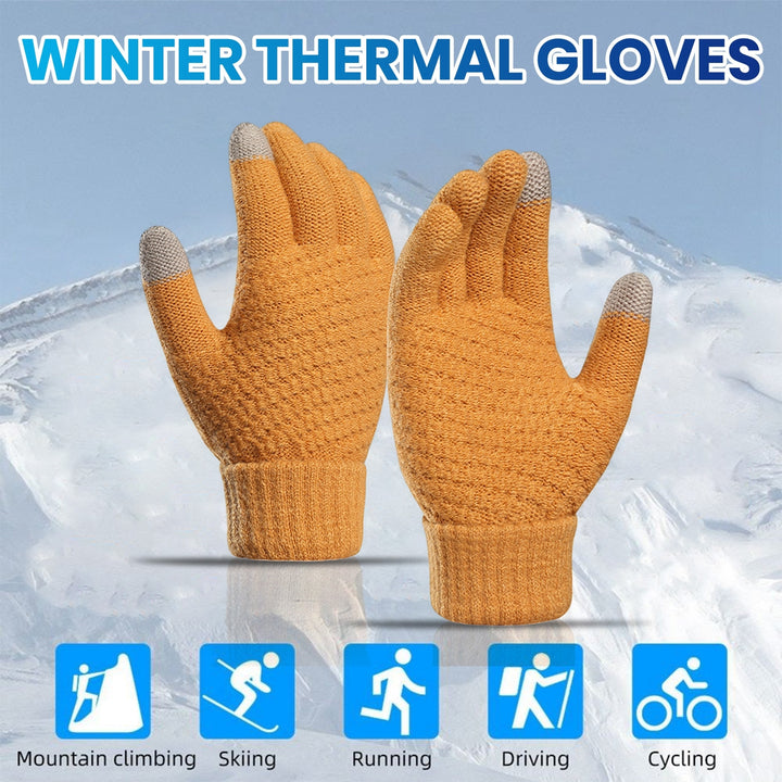 1 Pair Women Men Autumn Winter Knitting Gloves Solid Color Thickened Ribbed Cuffs Ridding Gloves Touch Screen Windproof Image 8
