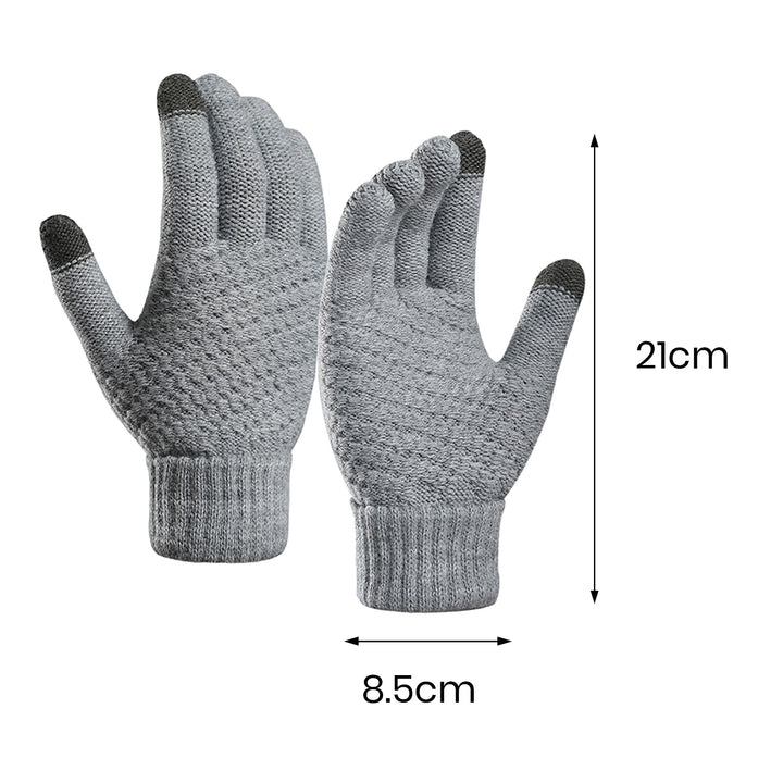 1 Pair Women Men Autumn Winter Knitting Gloves Solid Color Thickened Ribbed Cuffs Ridding Gloves Touch Screen Windproof Image 10