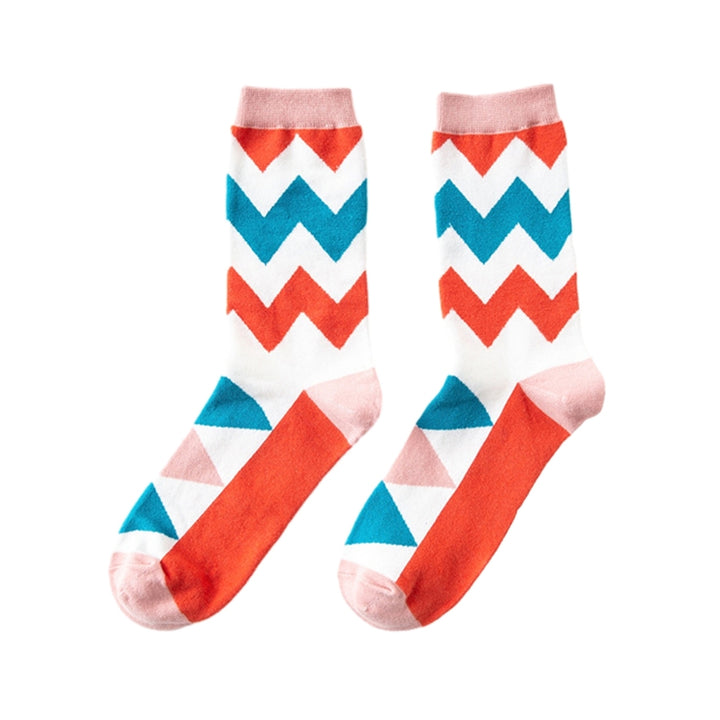 1 Pair Socks Colorful Print Soft Warm Elastic Soft Anti-slip Mid-tube Unisex No Odor Moisture Absorption Breathable Image 4