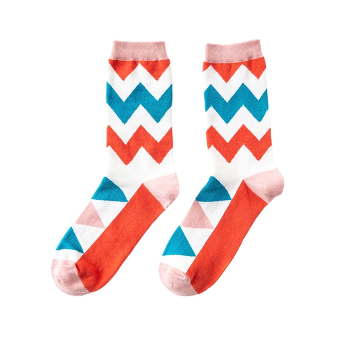 1 Pair Socks Colorful Print Soft Warm Elastic Soft Anti-slip Mid-tube Unisex No Odor Moisture Absorption Breathable Image 1
