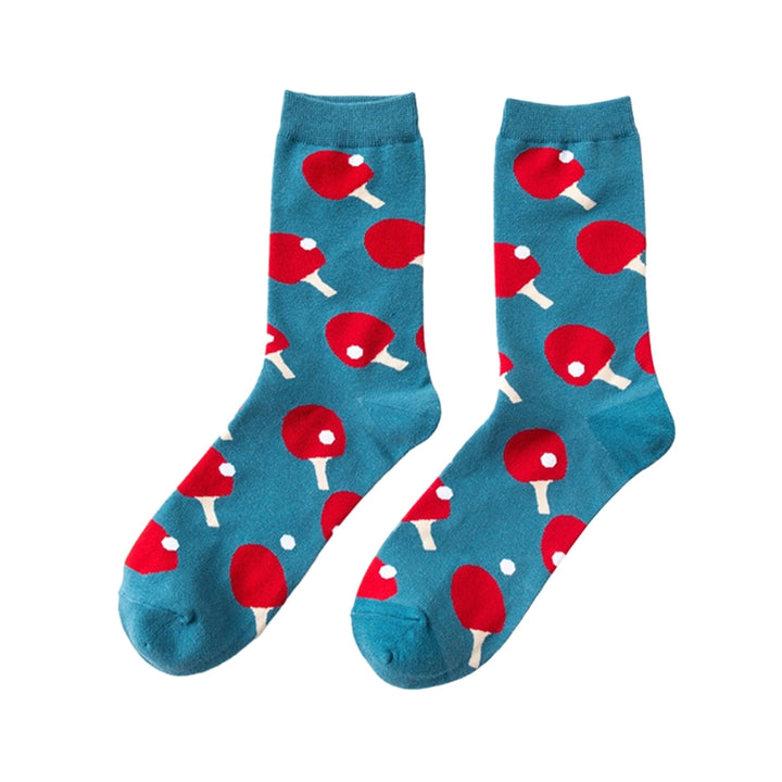 1 Pair Socks Colorful Print Soft Warm Elastic Soft Anti-slip Mid-tube Unisex No Odor Moisture Absorption Breathable Image 4