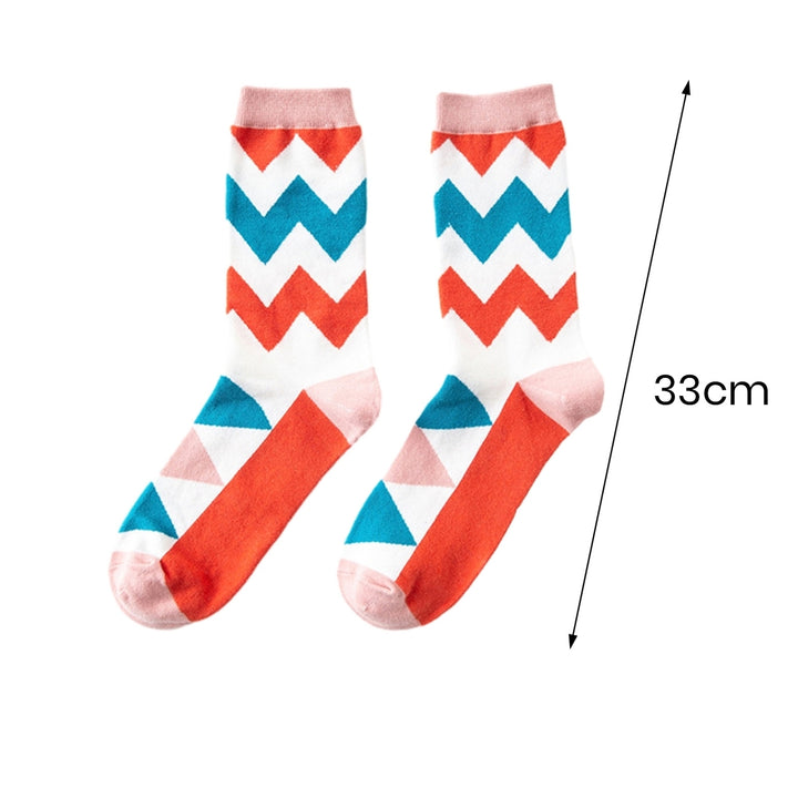 1 Pair Socks Colorful Print Soft Warm Elastic Soft Anti-slip Mid-tube Unisex No Odor Moisture Absorption Breathable Image 11