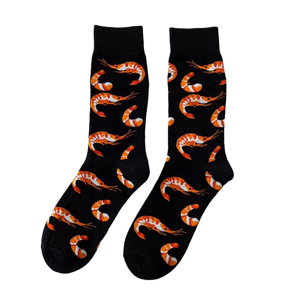 1 Pair Funny Colorful Seafood Series Pattern Couple Socks Mid-tube Breathable Soft Women Men Hip Hop Daily Socks Image 2