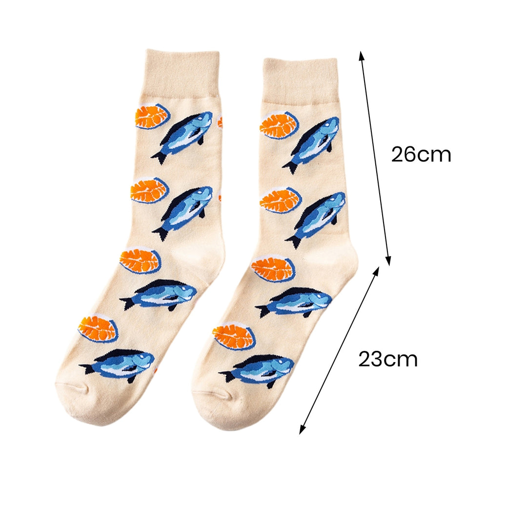 1 Pair Funny Colorful Seafood Series Pattern Couple Socks Mid-tube Breathable Soft Women Men Hip Hop Daily Socks Image 10