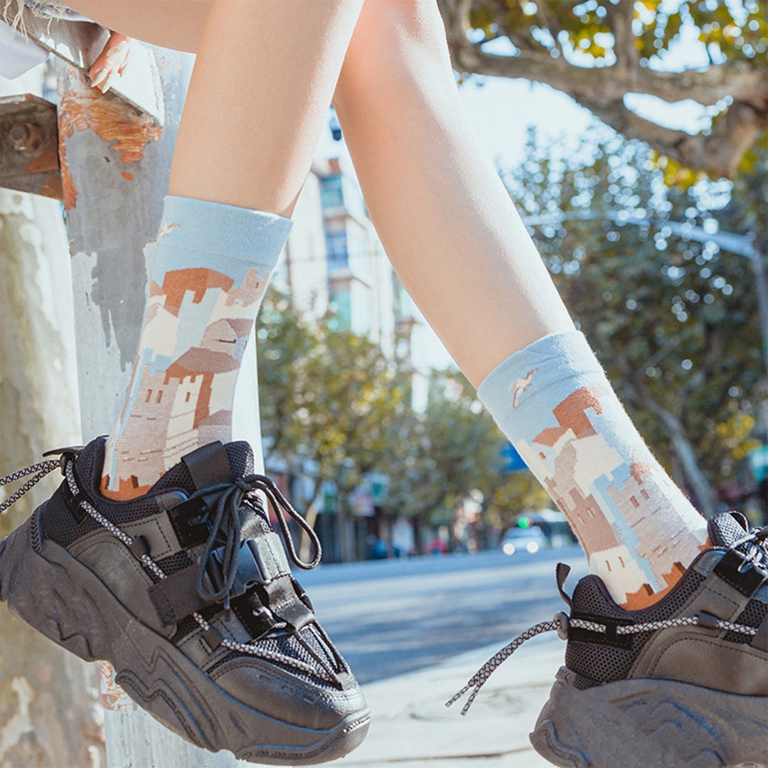 Fall Winter Socks Graffiti Print One Size Mid-tube Anti-slip Ankle Protection Soft Warm Elastic Anti-shrink No Odor Image 10