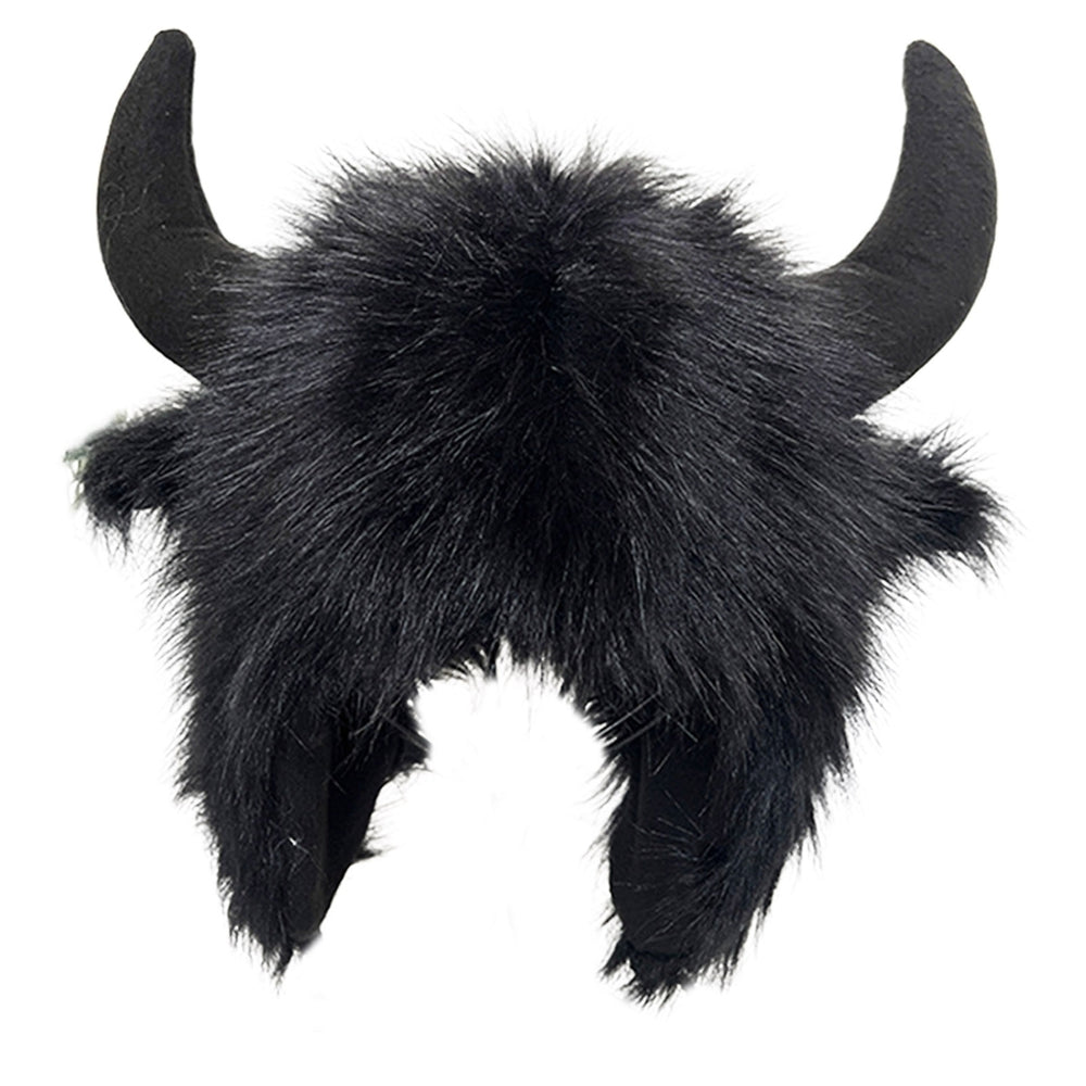 Winter Funny Hat Fake Cow Horn Decor Thunderbolt Thick Warm Faux faux Ear Protection Personality Image 2