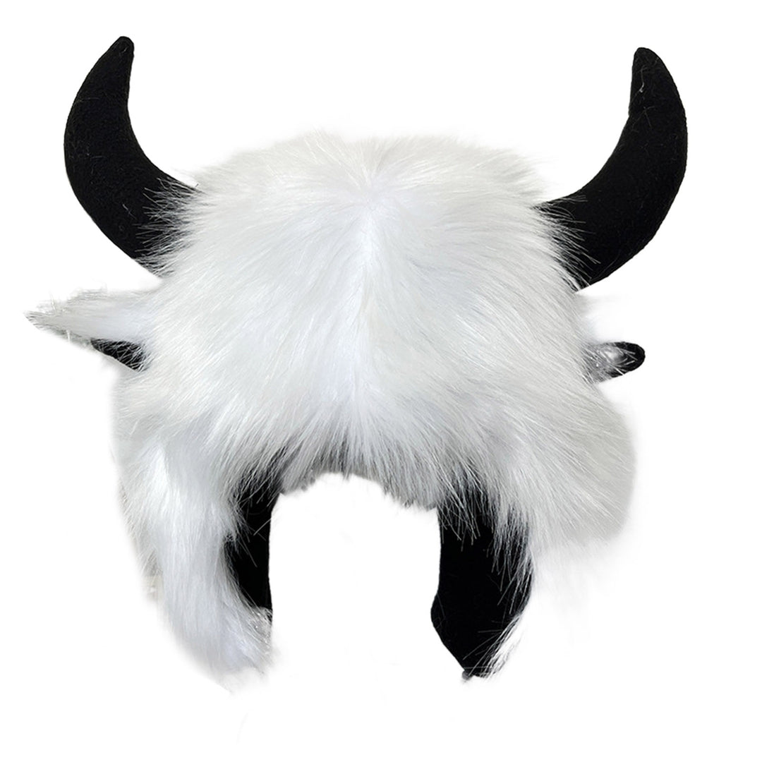 Winter Funny Hat Fake Cow Horn Decor Thunderbolt Thick Warm Faux faux Ear Protection Personality Image 3