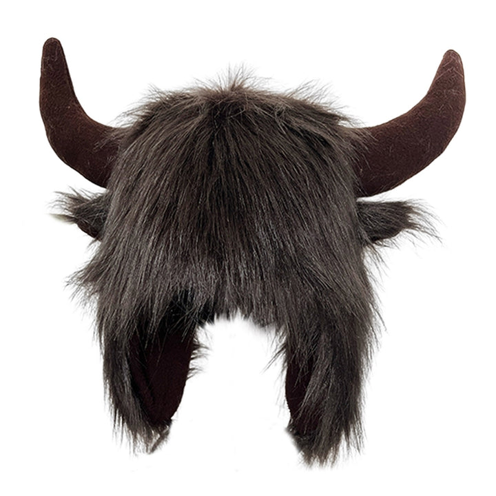 Winter Funny Hat Fake Cow Horn Decor Thunderbolt Thick Warm Faux faux Ear Protection Personality Image 4