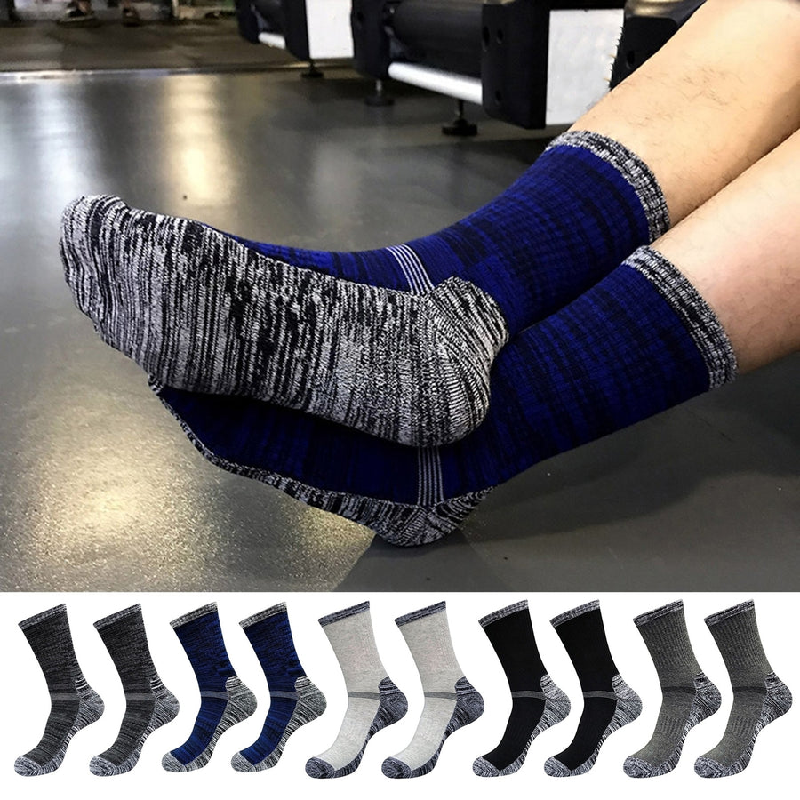 1 Pair Men Winter Sports Socks Mid-tube Thickened Soft Anti-slip Elastic Patchwork Color Matching No Odor Basketball Image 1