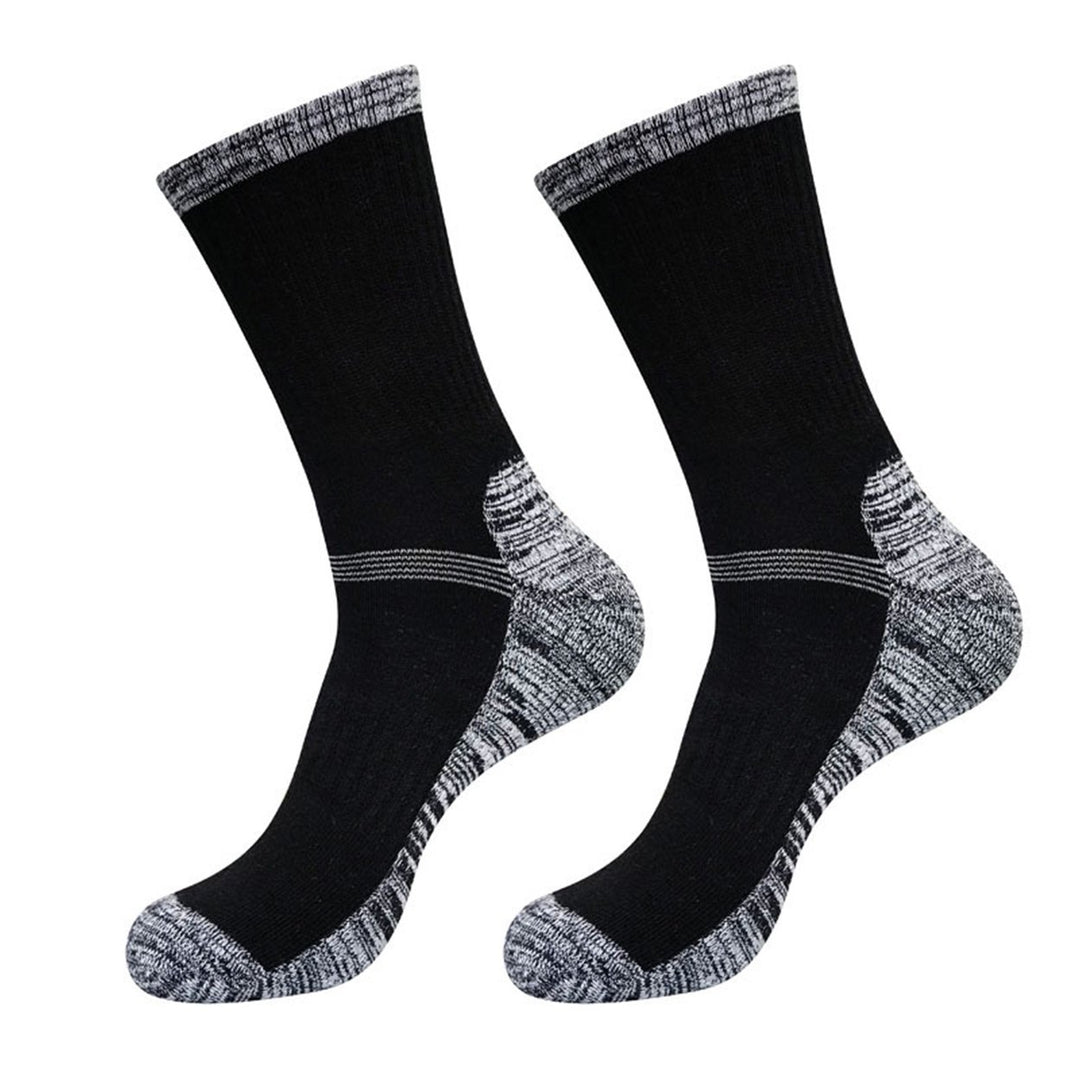 1 Pair Men Winter Sports Socks Mid-tube Thickened Soft Anti-slip Elastic Patchwork Color Matching No Odor Basketball Image 1