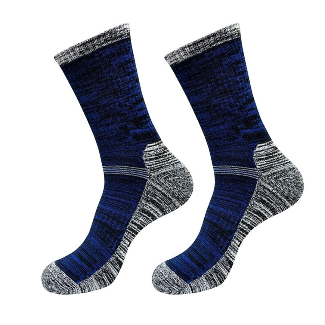 1 Pair Men Winter Sports Socks Mid-tube Thickened Soft Anti-slip Elastic Patchwork Color Matching No Odor Basketball Image 3