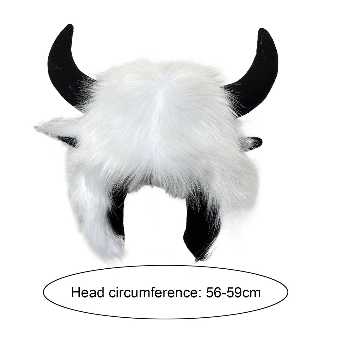 Winter Funny Hat Fake Cow Horn Decor Thunderbolt Thick Warm Faux faux Ear Protection Personality Image 8