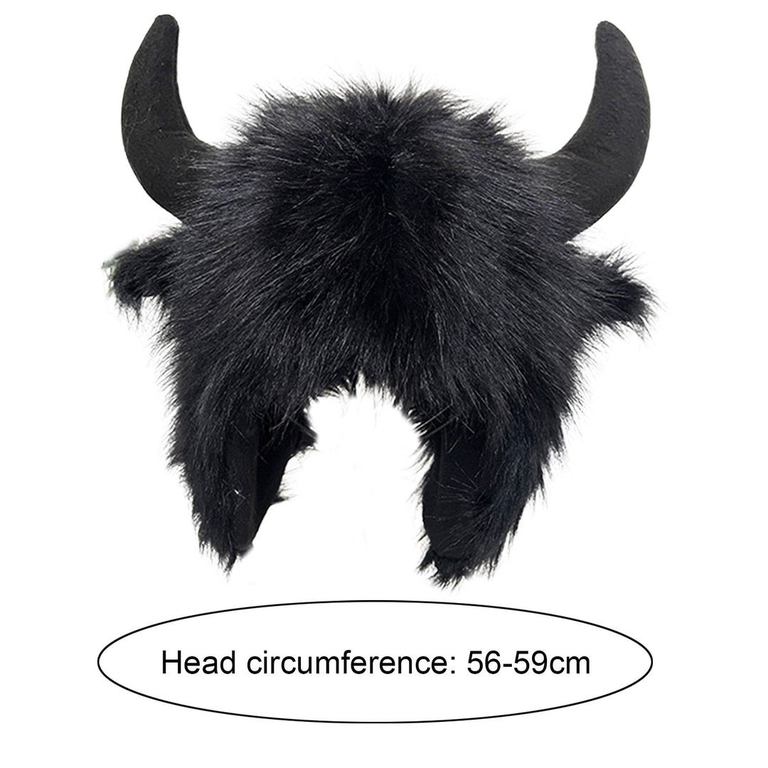 Winter Funny Hat Fake Cow Horn Decor Thunderbolt Thick Warm Faux faux Ear Protection Personality Image 9