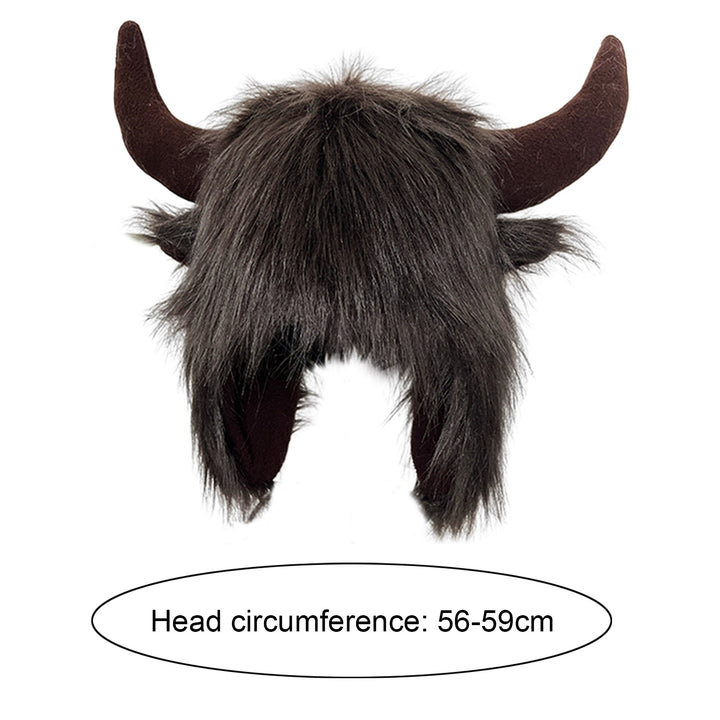 Winter Funny Hat Fake Cow Horn Decor Thunderbolt Thick Warm Faux faux Ear Protection Personality Image 10