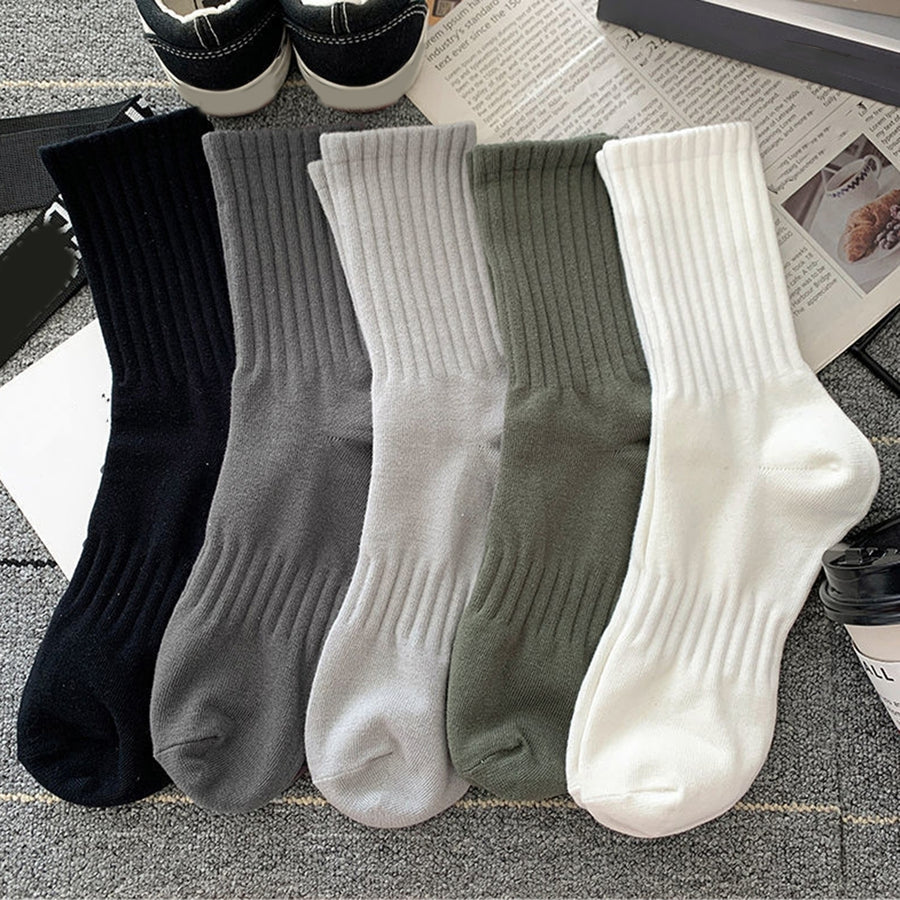 1 Pair Unisex Socks Pure Color Knitted Mid-tube Ankle Protection Soft High Elasticity Anti-slip Warm Image 1