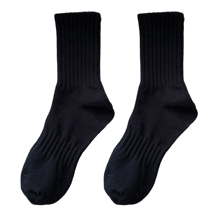 1 Pair Unisex Socks Pure Color Knitted Mid-tube Ankle Protection Soft High Elasticity Anti-slip Warm Image 2