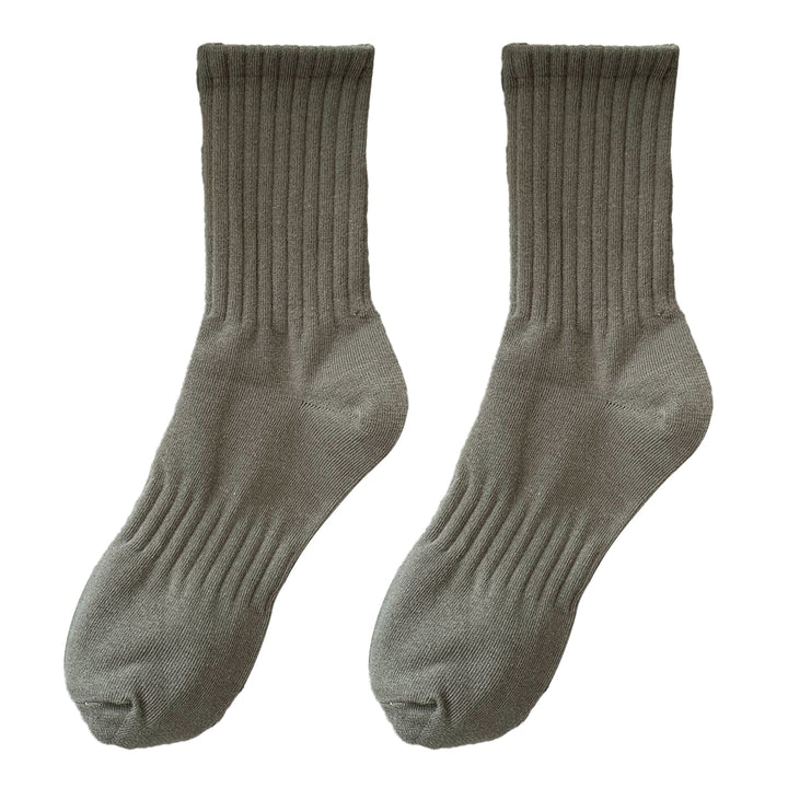 1 Pair Unisex Socks Pure Color Knitted Mid-tube Ankle Protection Soft High Elasticity Anti-slip Warm Image 4
