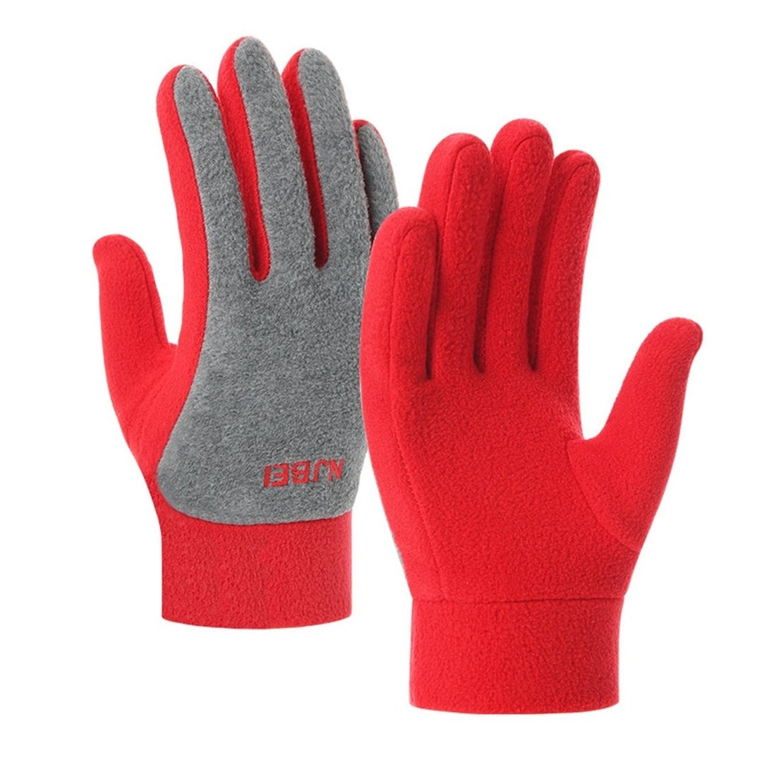 1 Pair Women Winter Cycling Gloves Thickened Color Matching Elastic Warm Five Fingers Windproof Soft Image 1