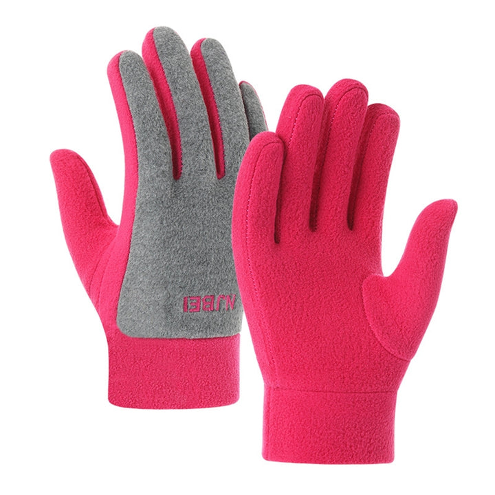 1 Pair Women Winter Cycling Gloves Thickened Color Matching Elastic Warm Five Fingers Windproof Soft Image 7