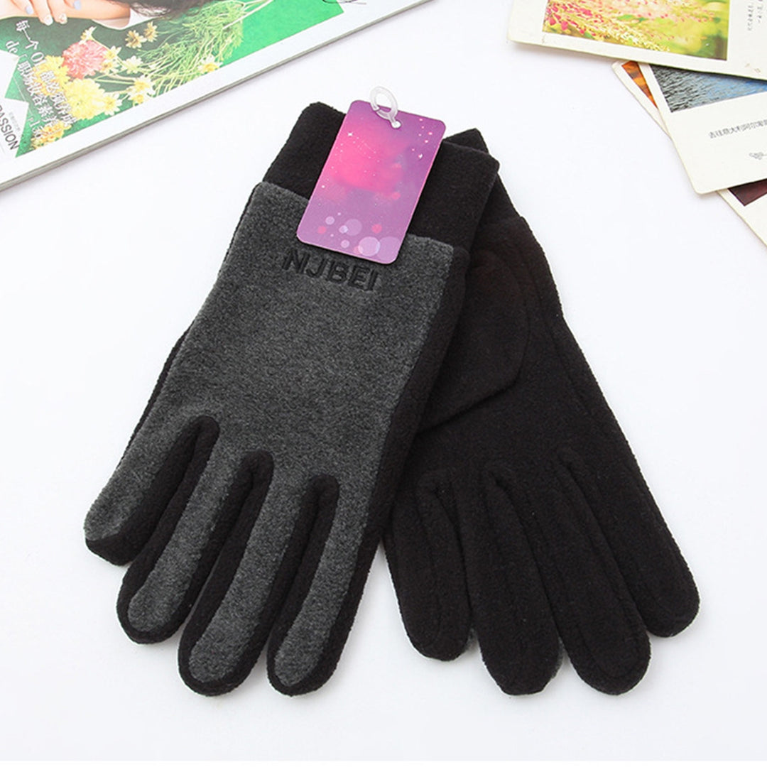 1 Pair Women Winter Cycling Gloves Thickened Color Matching Elastic Warm Five Fingers Windproof Soft Image 9