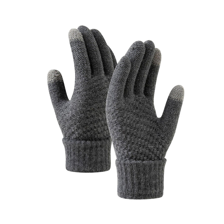 1 Pair Women Winter Gloves Thick Touch Screen Windproof Plush Knitted Color Matching Elastic Warm Image 10