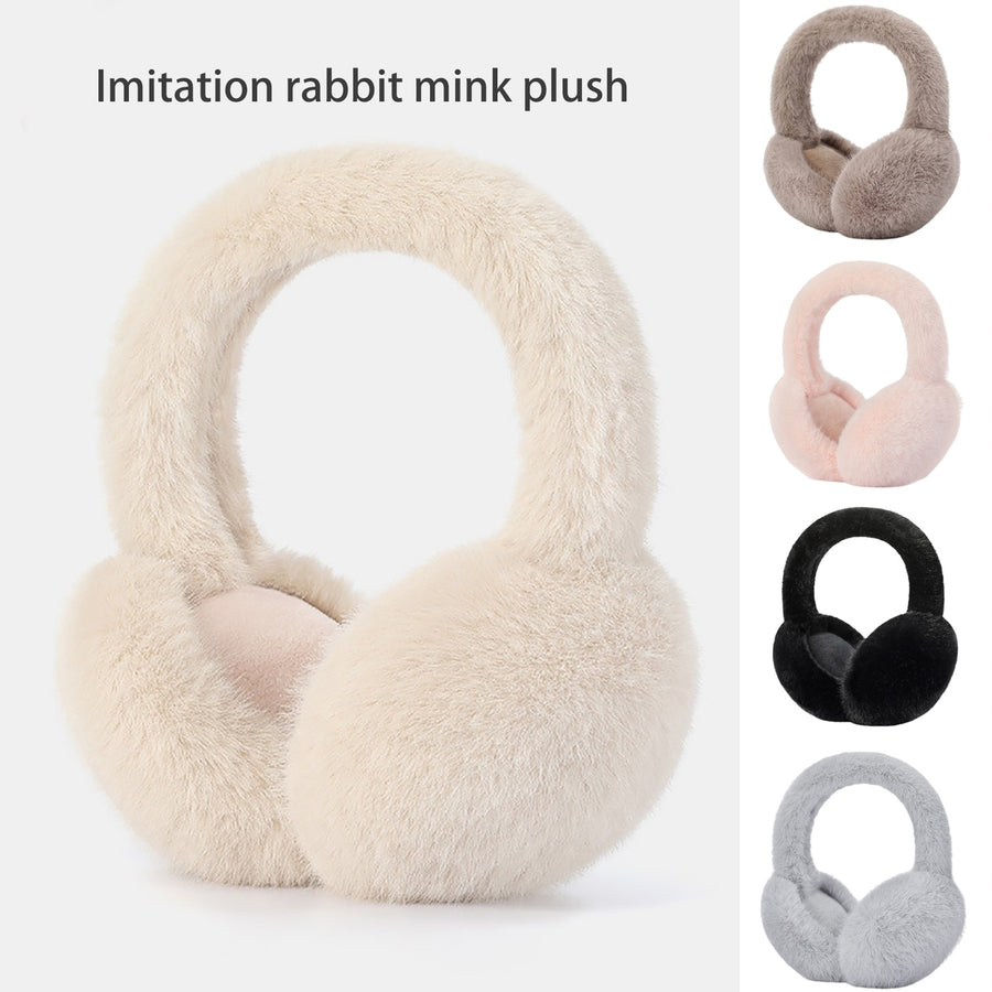 Women Winter Earmuffs Faux faux Thick Cozy Solid Color Elastic Lightweight Anti-slip Foldable Ear Protection Ear Cover Image 1