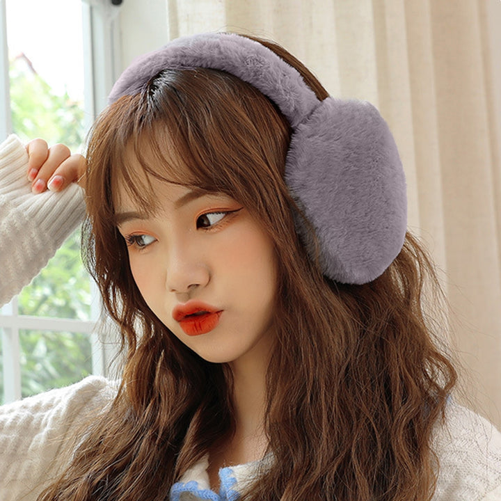 Women Winter Earmuffs Thick Plush Cozy Solid Color Elastic Lightweight Anti-slip Foldable Ear Protection Ear Cover Image 9