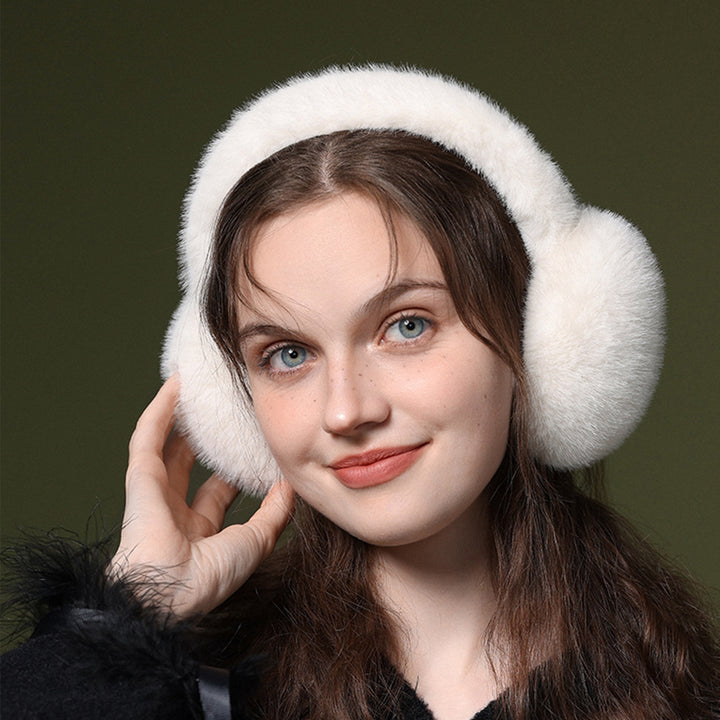 Women Winter Earmuffs Faux faux Thick Cozy Solid Color Elastic Lightweight Anti-slip Foldable Ear Protection Ear Cover Image 10