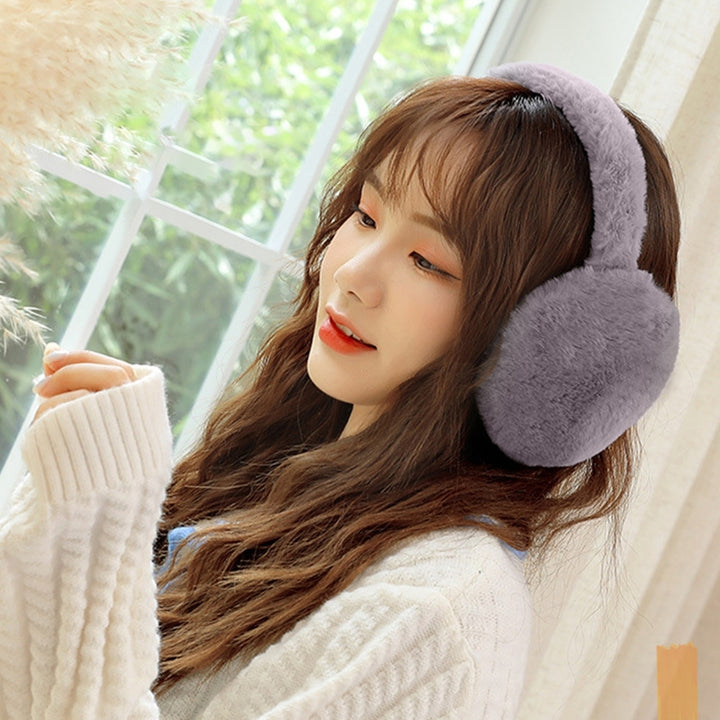 Women Winter Earmuffs Thick Plush Cozy Solid Color Elastic Lightweight Anti-slip Foldable Ear Protection Ear Cover Image 12