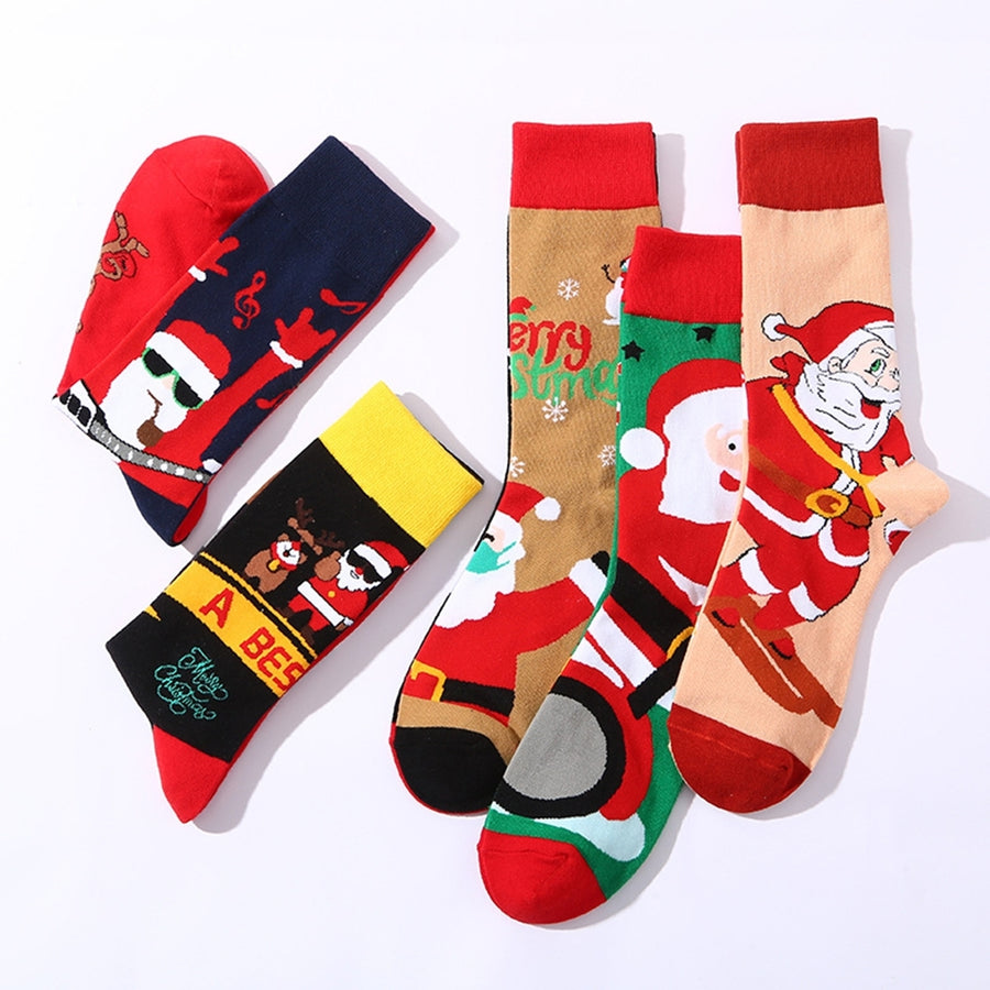 Winter Socks Colorful Cartoon Print Mid-tube Anti-slip Thick Knitted Elastic Breathable Colorfast No Odor Warm Image 1